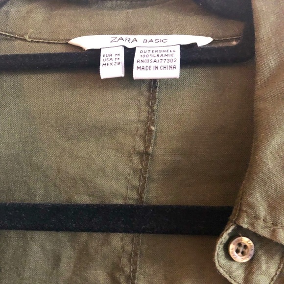 zara Blouse Olive Green Long Sleeve - Picture 4 of 12